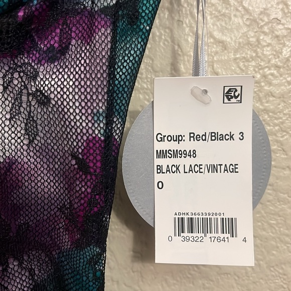 PEARL MARCHESA Dress Floral Black Lace Overlay Corset Mini Slip 0 - Picture 6 of 10